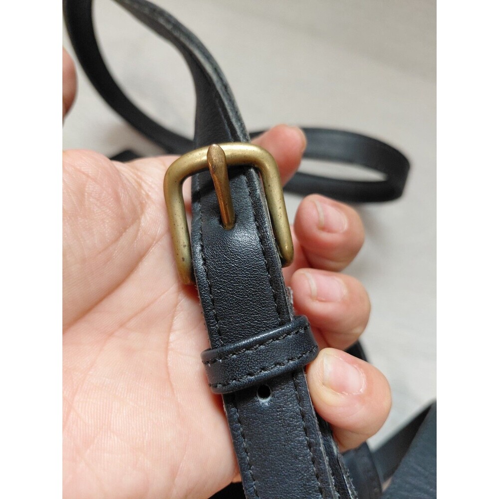 Vintage Coach Navy Blue Leather Trail Bag  Brass Hardware Detachable Strap USA - Picture 7 of 16